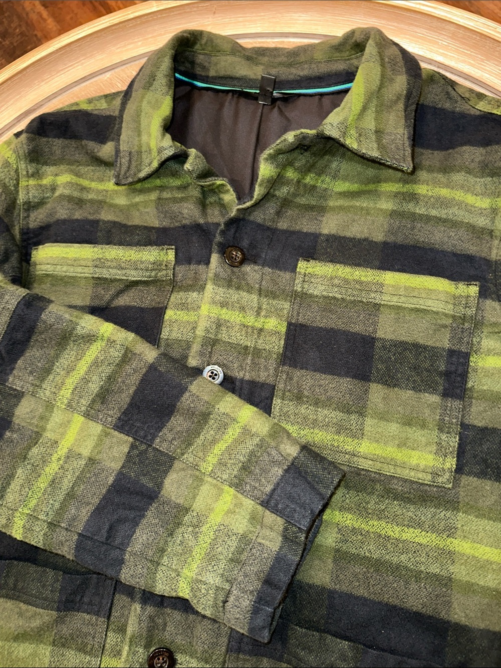 Houston White Men’s Quilted Plaid Utility Shirt Jacket Shacket Green Large